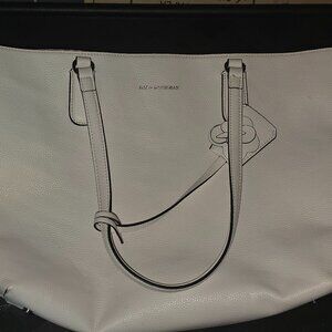 Dana Buchman White Pebbled Tote Bag with Floral Interior